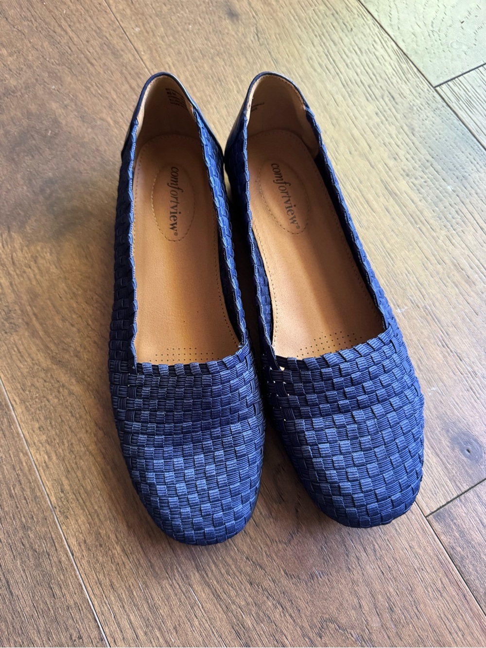 Comfortview Women’s 8.5M Navy Blue Woven Stretch Slip-On Flats Comfort Shoes